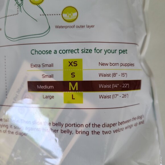 Dog Female Diapers 9 Reusable + 10 Disposable Waist 14" - 22" Skirts Washable - Picture 6 of 15